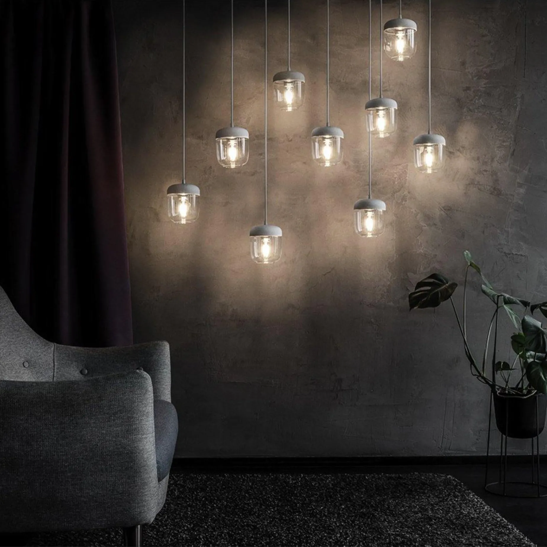 Acorn | white polished steel
