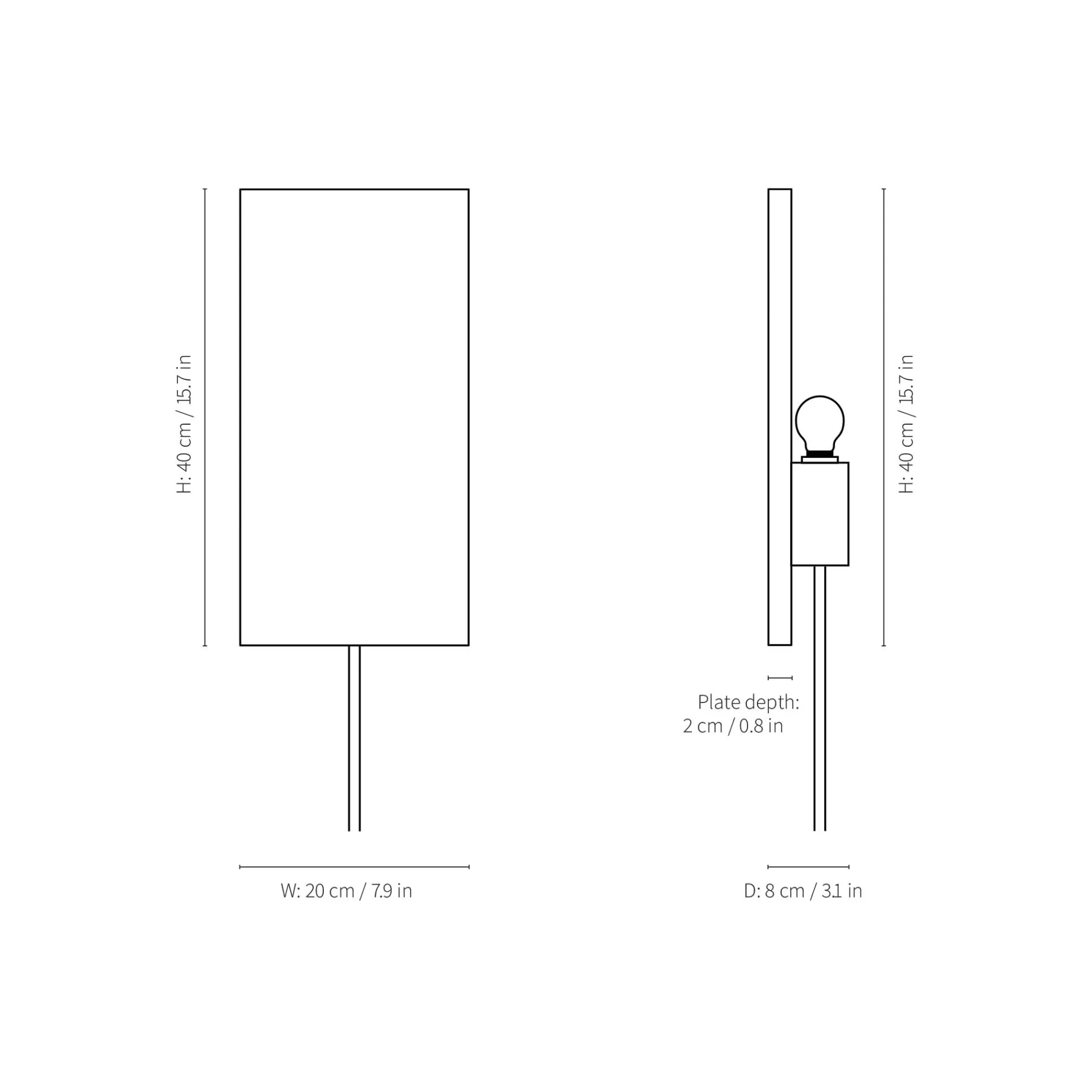 Argilla rectangular wall lamp | marble white