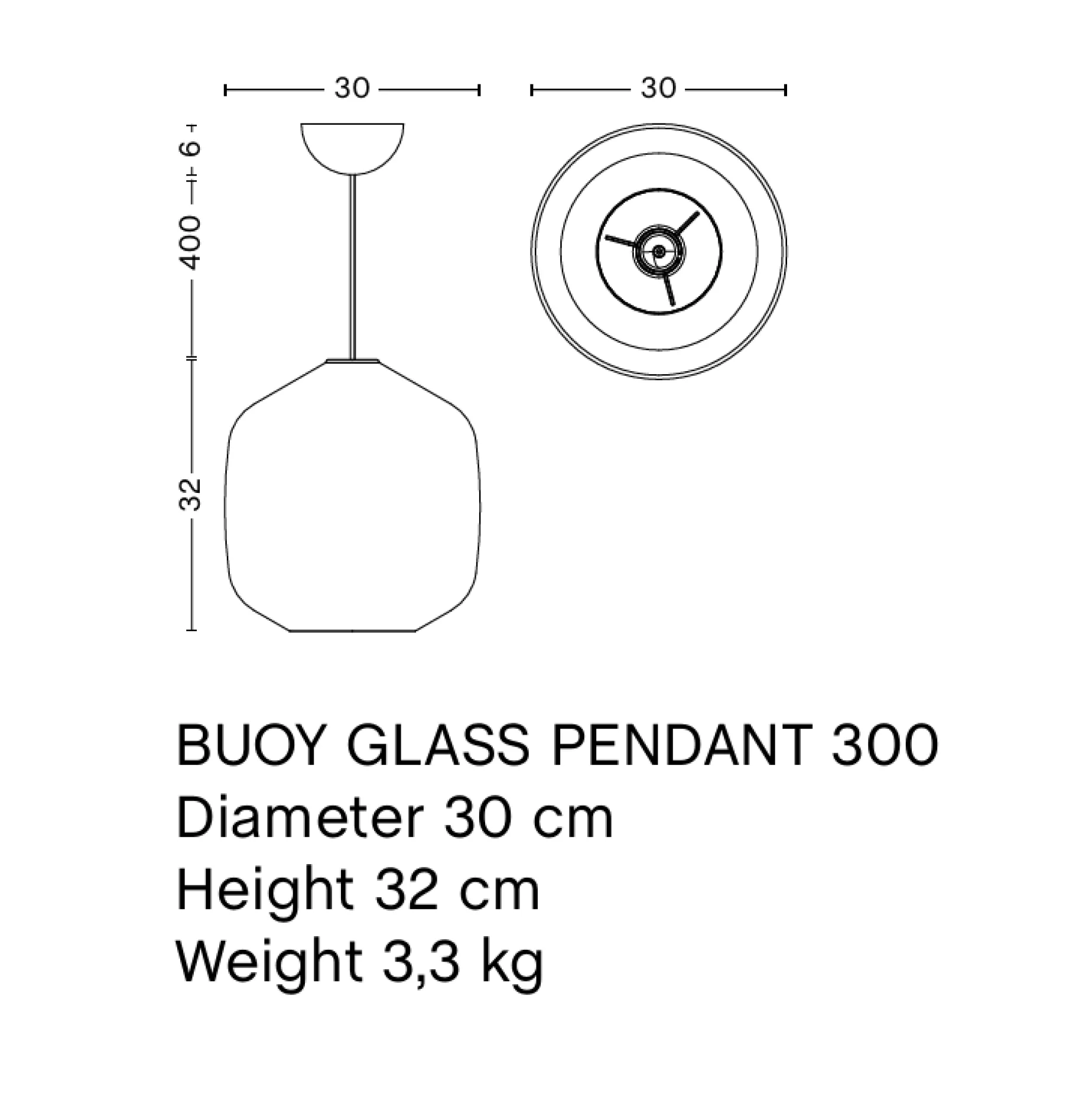 Buoy pendant lamp ⌀30 | opal white / rusty red