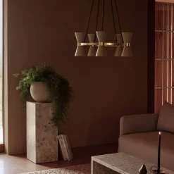 Collector chandelier 5 | crème and polished brass