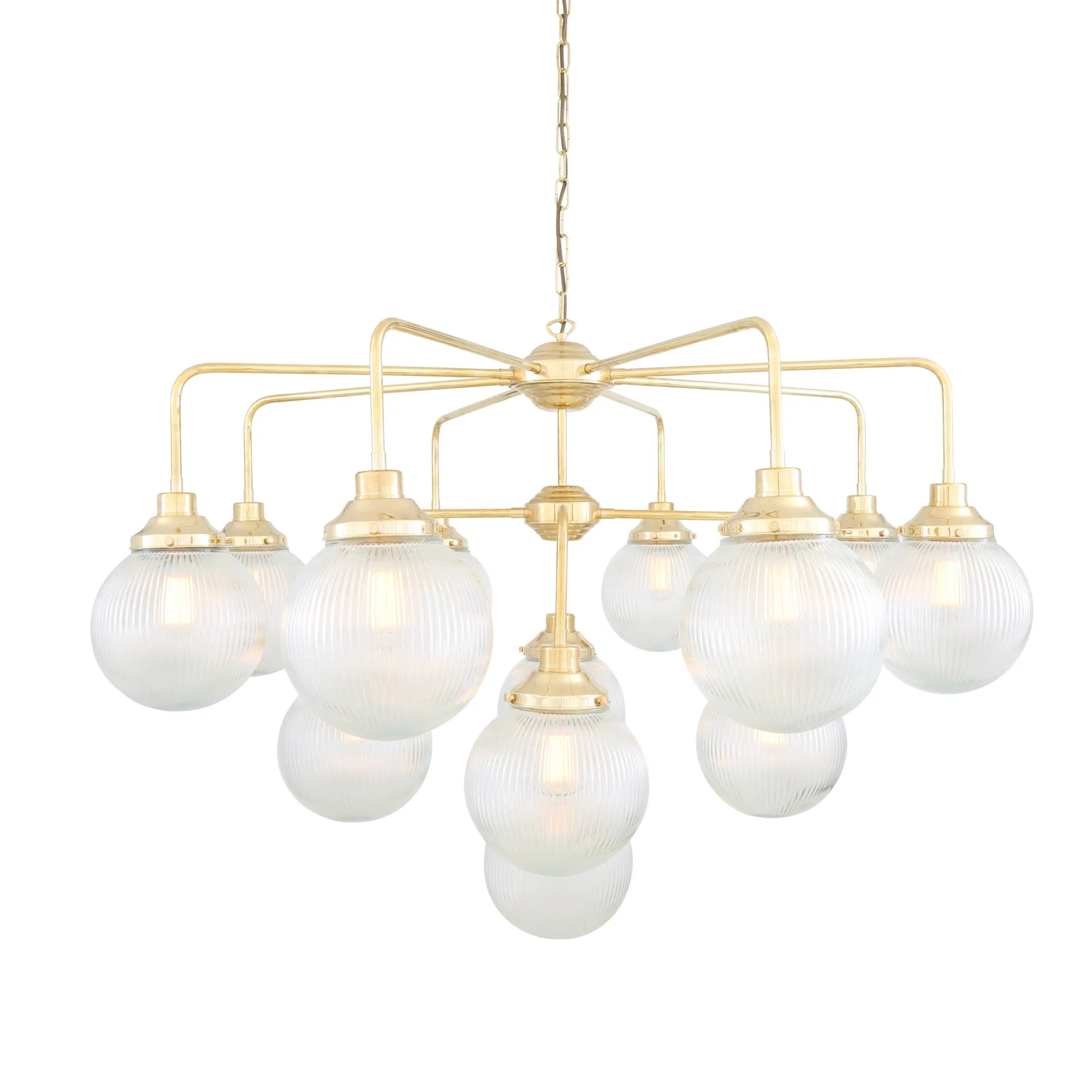 Genoa prismatic glass 5-8-13-21 light | polished brass