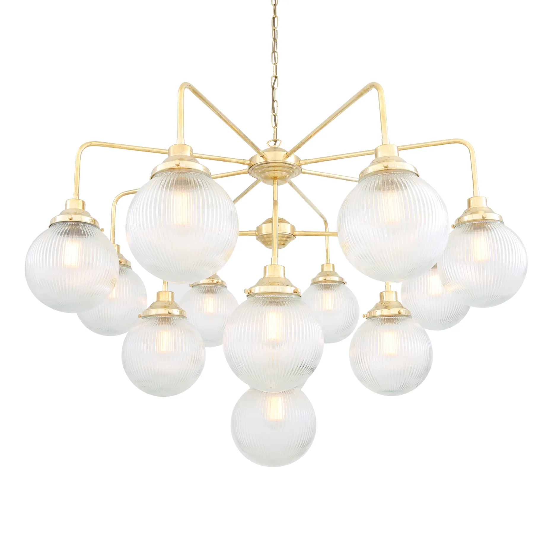 Genoa prismatic glass 5-8-13-21 light | polished brass