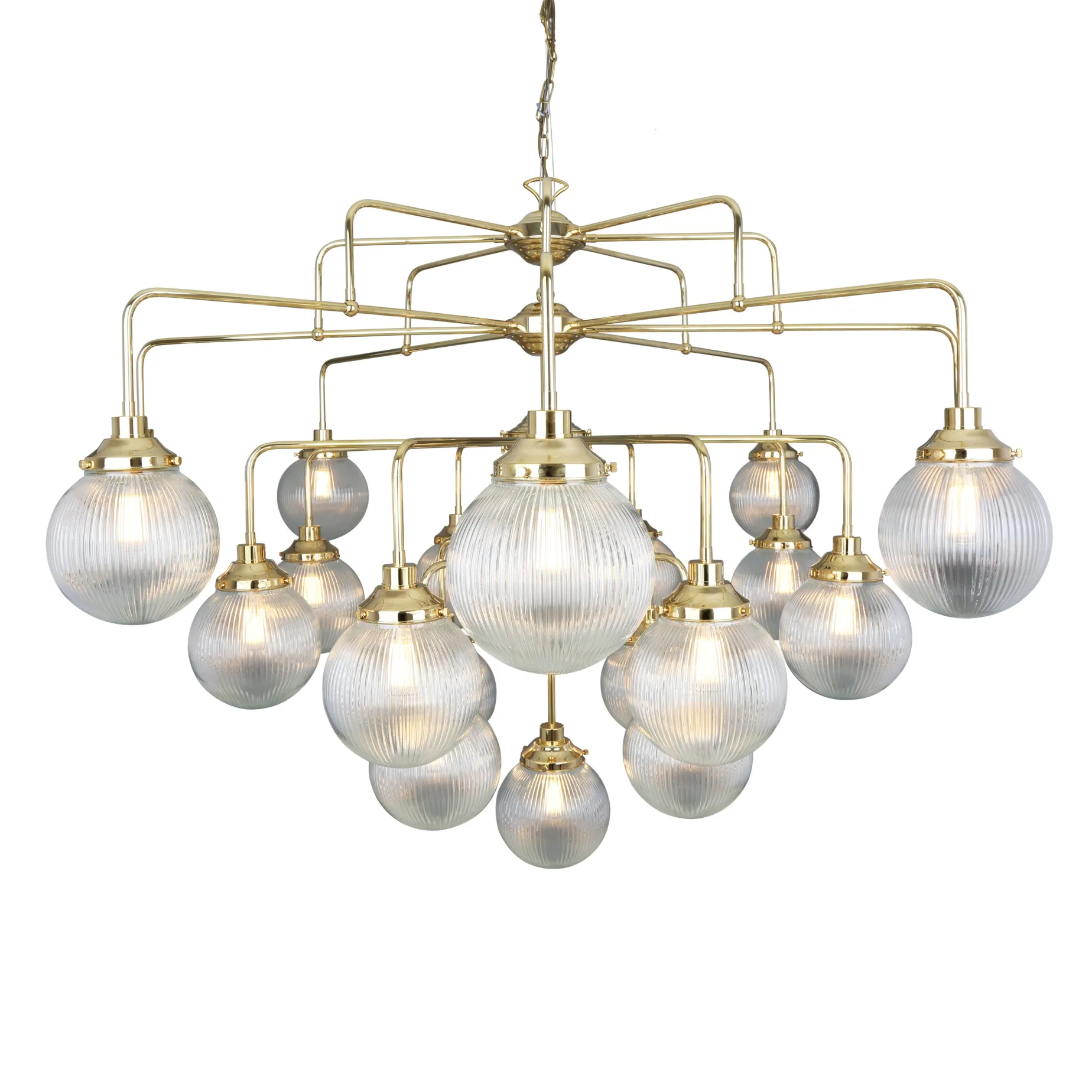 Genoa prismatic glass 5-8-13-21 light | polished brass