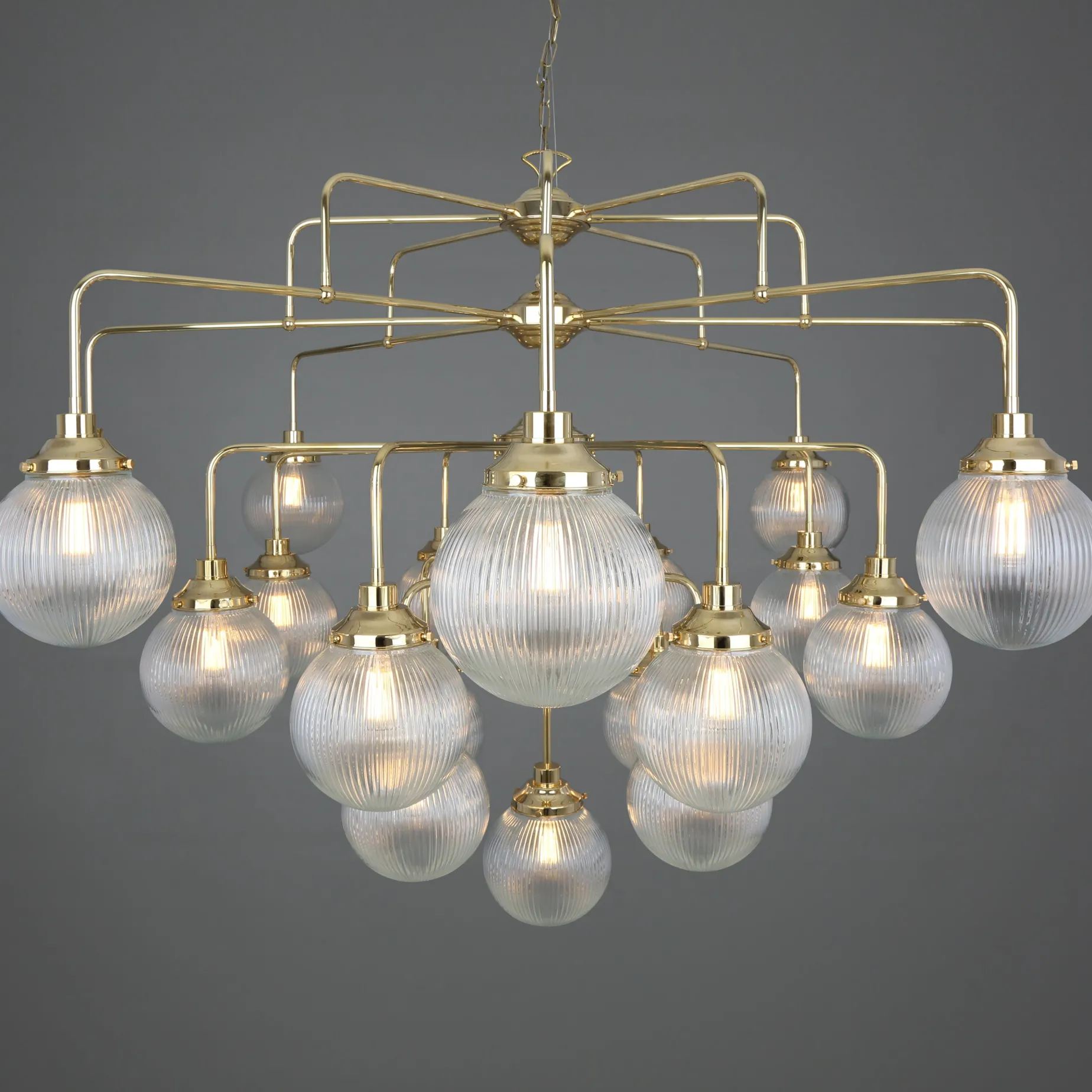 Genoa prismatic glass 5-8-13-21 light | polished brass