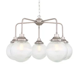 Genoa prismatic glass 5-8-13-21 light | antique silver