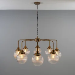 Genoa prismatic glass 5-8-13-21 light | antique silver
