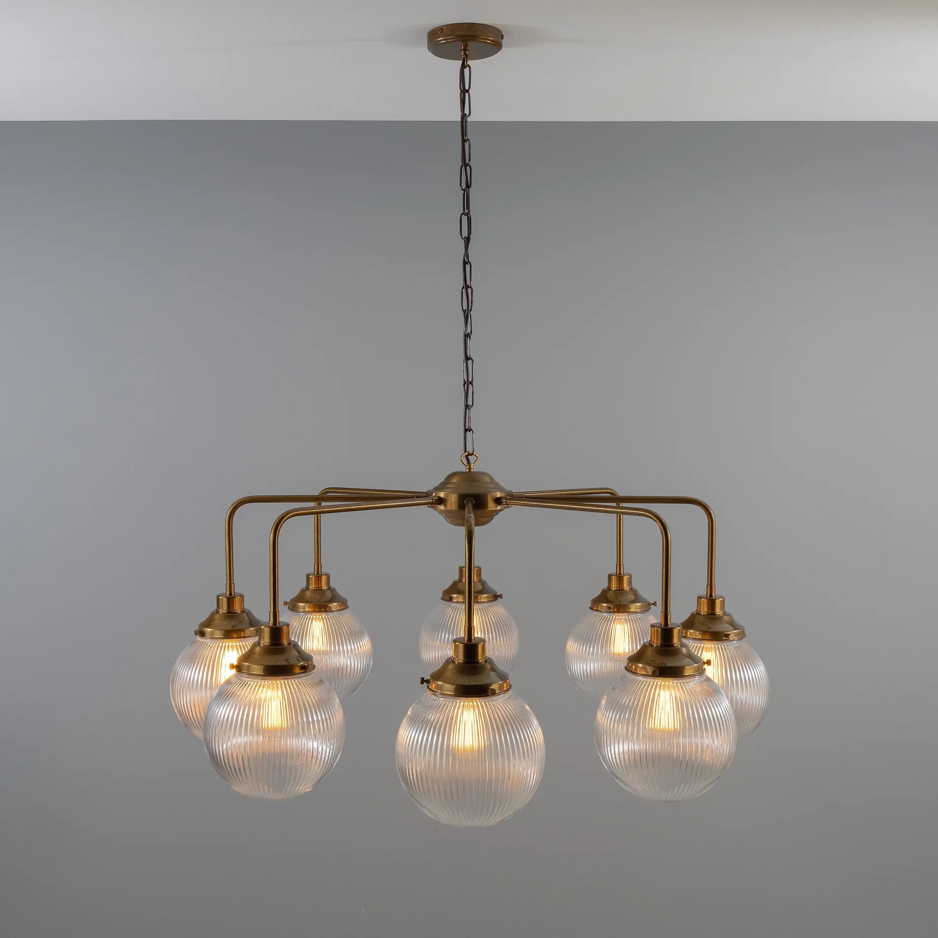 Genoa prismatic glass 5-8-13-21 light | antique silver