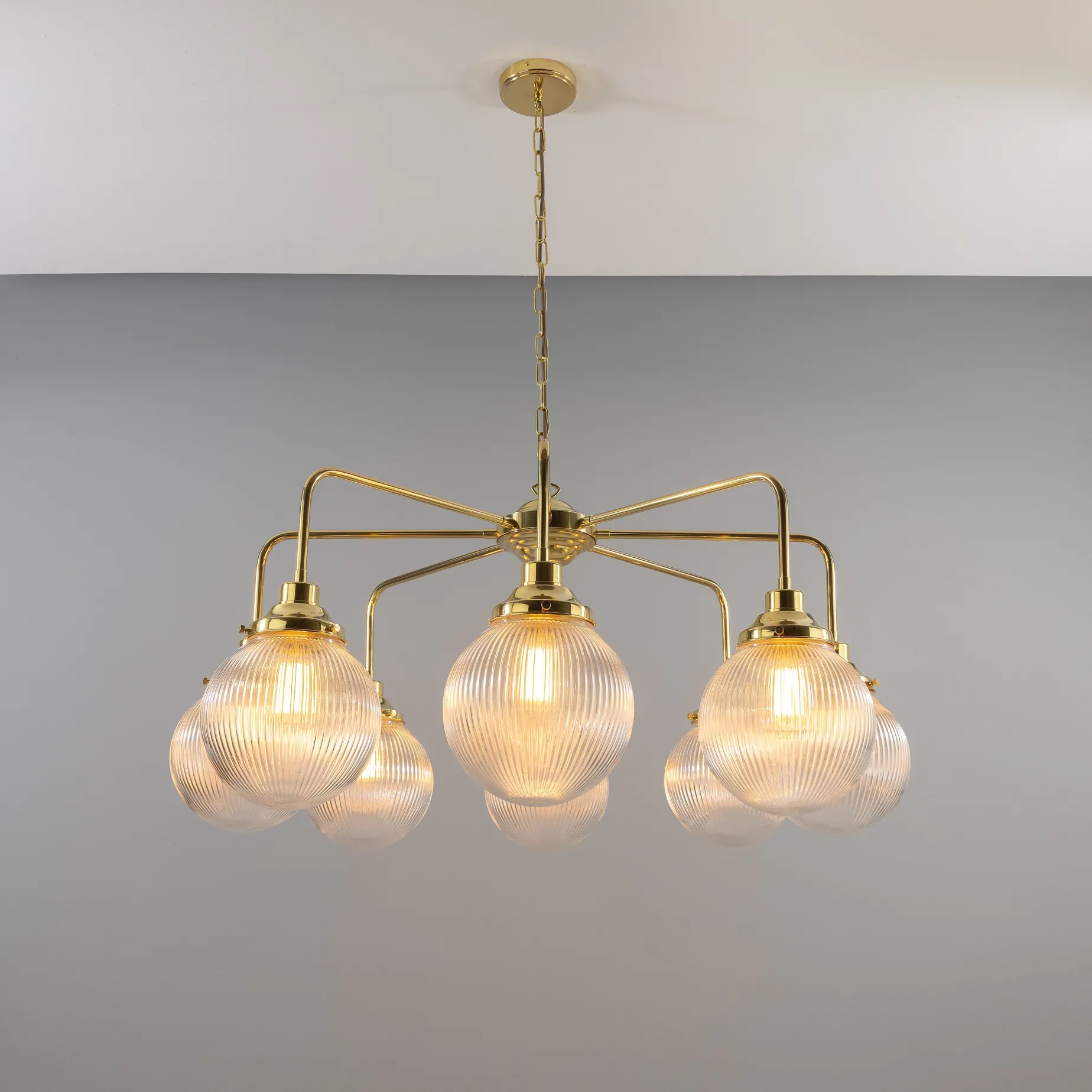 Genoa prismatic glass 5-8-13-21 light | antique silver