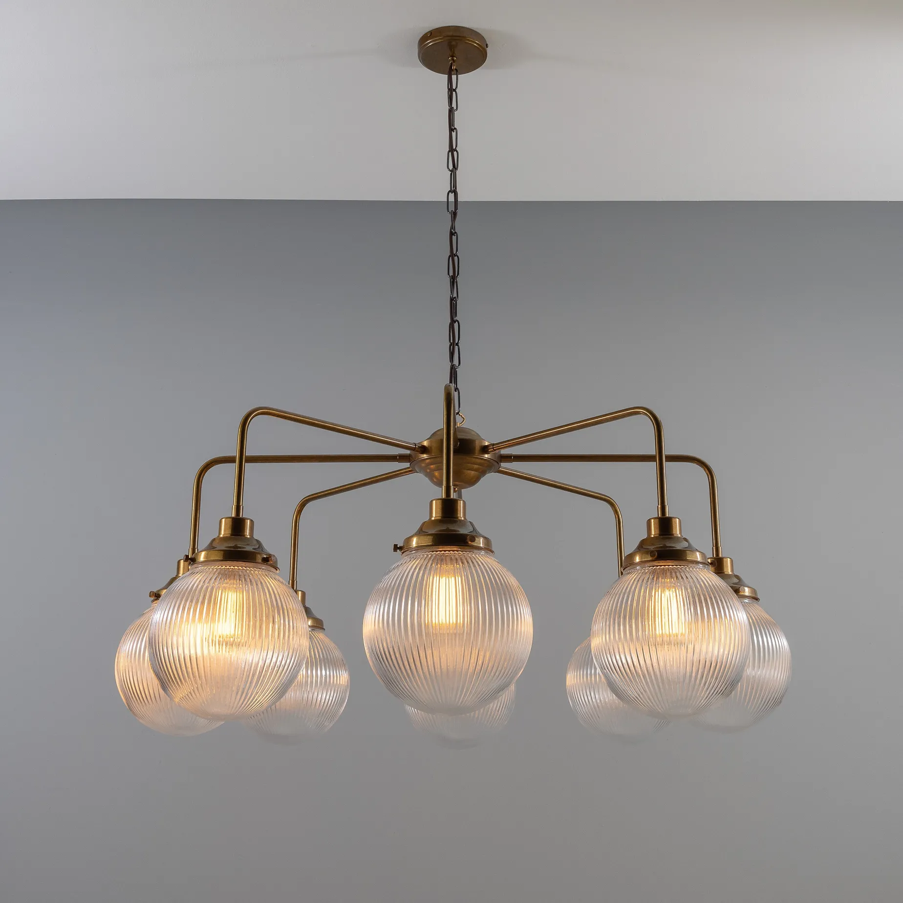 Genoa prismatic glass 5-8-13-21 light | antique silver