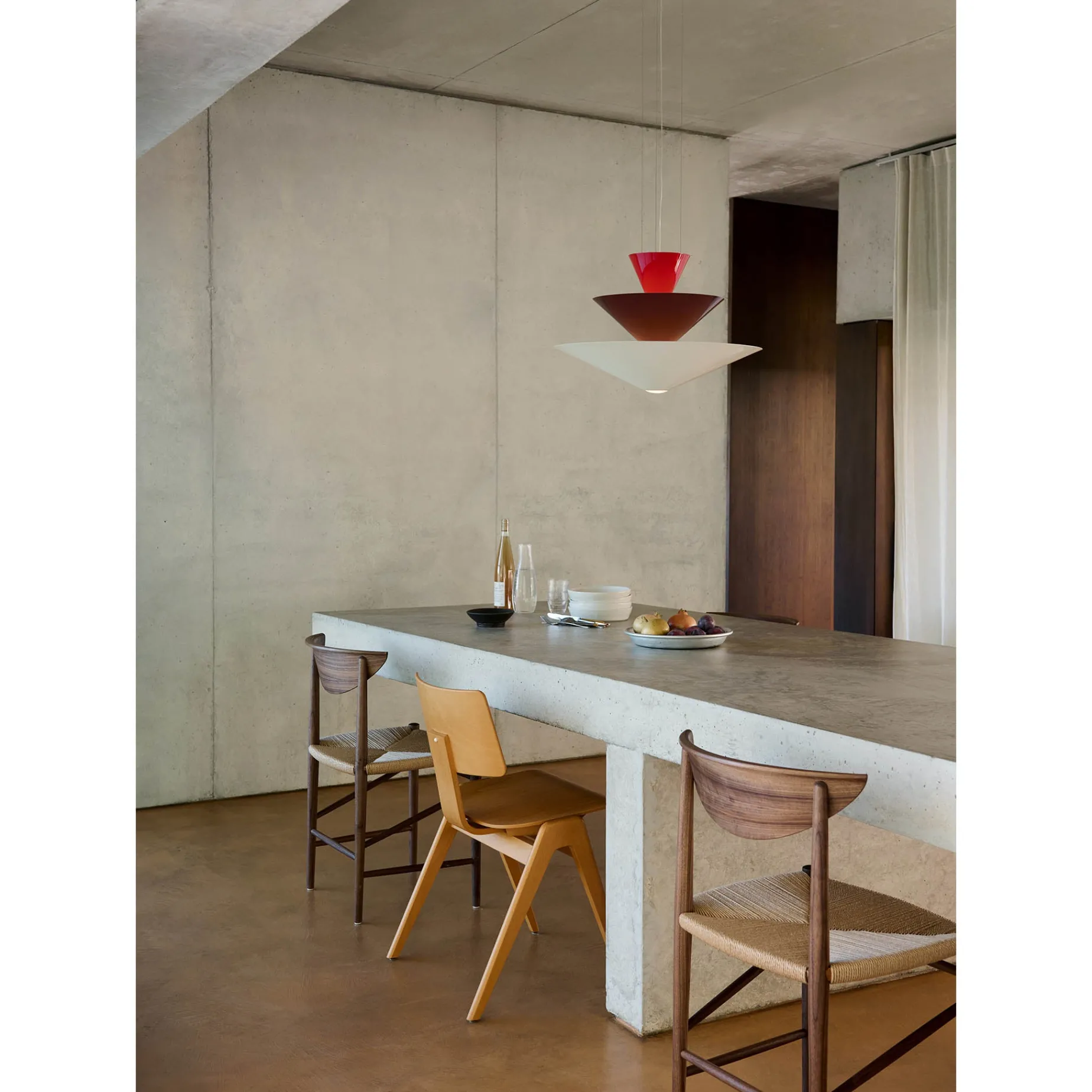 Gio pendant | Vermilion Red, Dark Burgundy & Ecru White