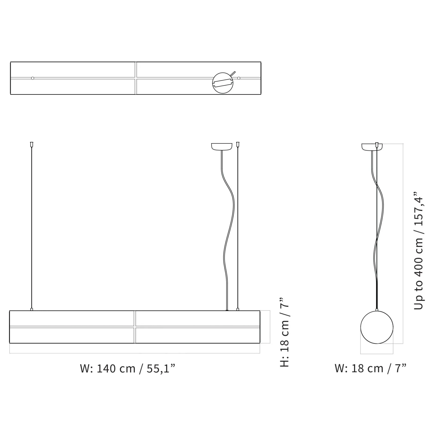 Hashira linear pendant | raw linen