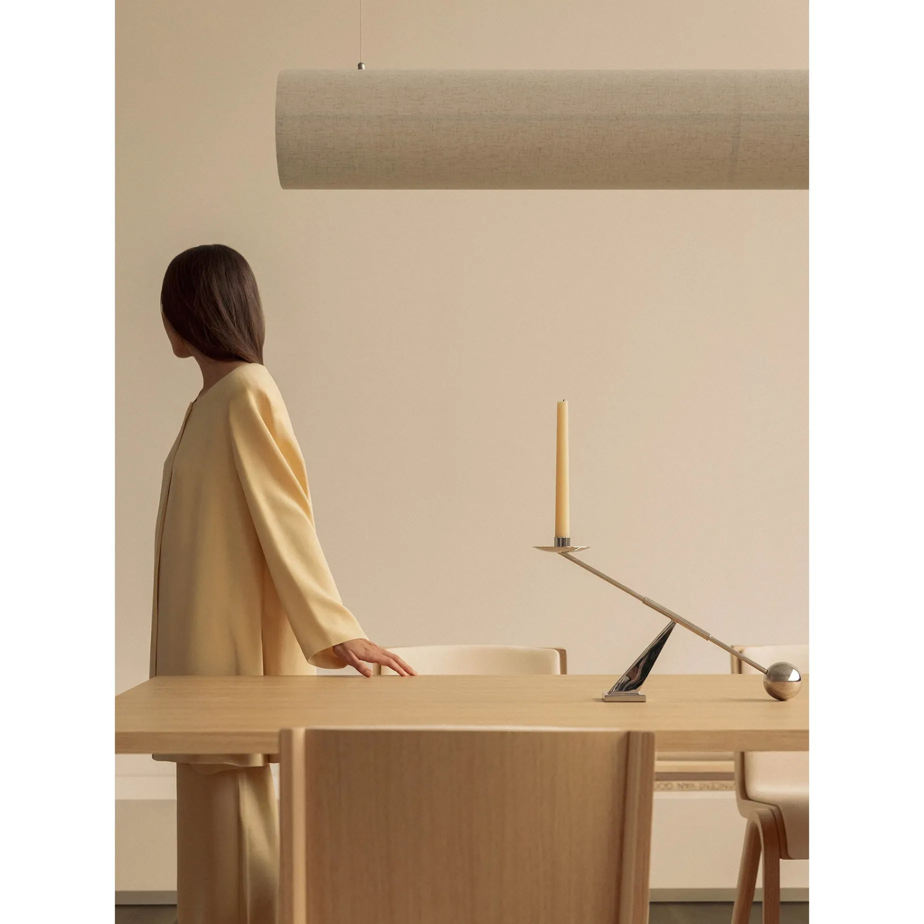 Hashira linear pendant | raw linen