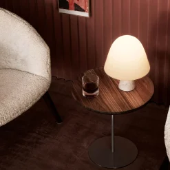 Meadow table | dark atlantico limestone opal white