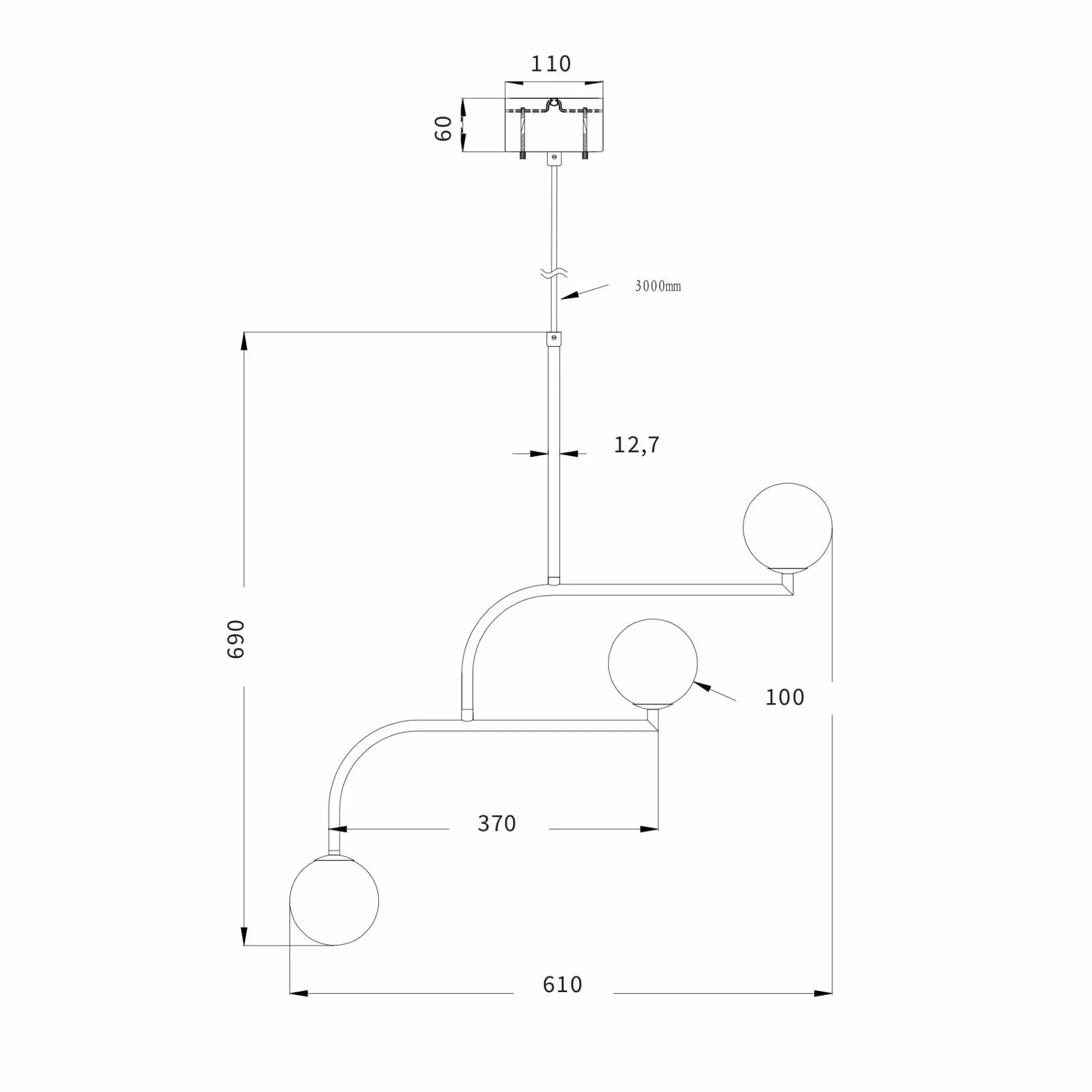 Mobil chandelier 70-100 | black