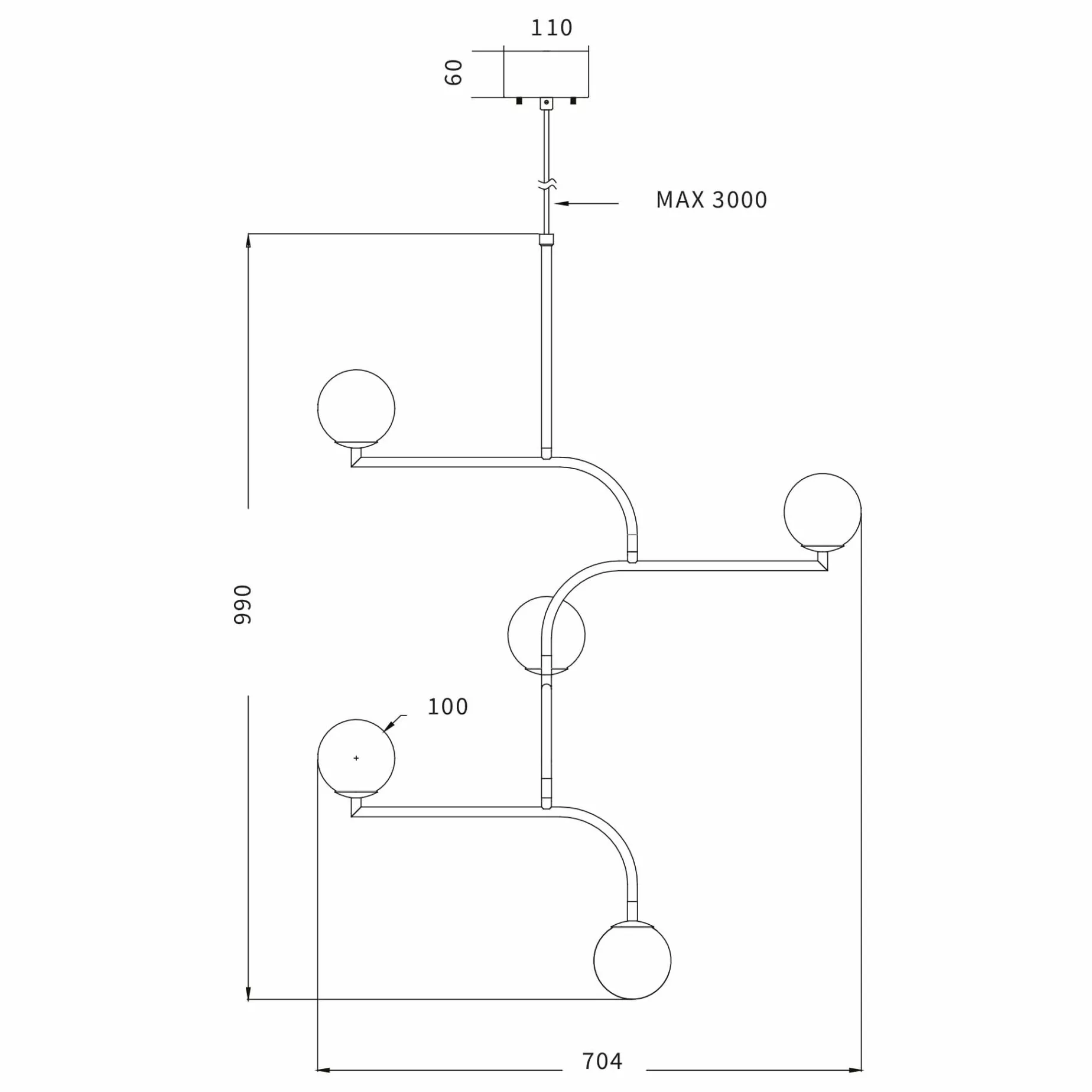 Mobil chandelier 100 | brass
