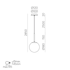 Parma IP44 pendant ⌀18-⌀30 | matt black