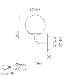 Parma IP44 wall arm ø15 | matt antique gold