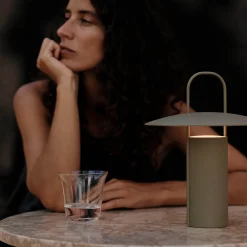 Ray portable table lamp | matte dusty green