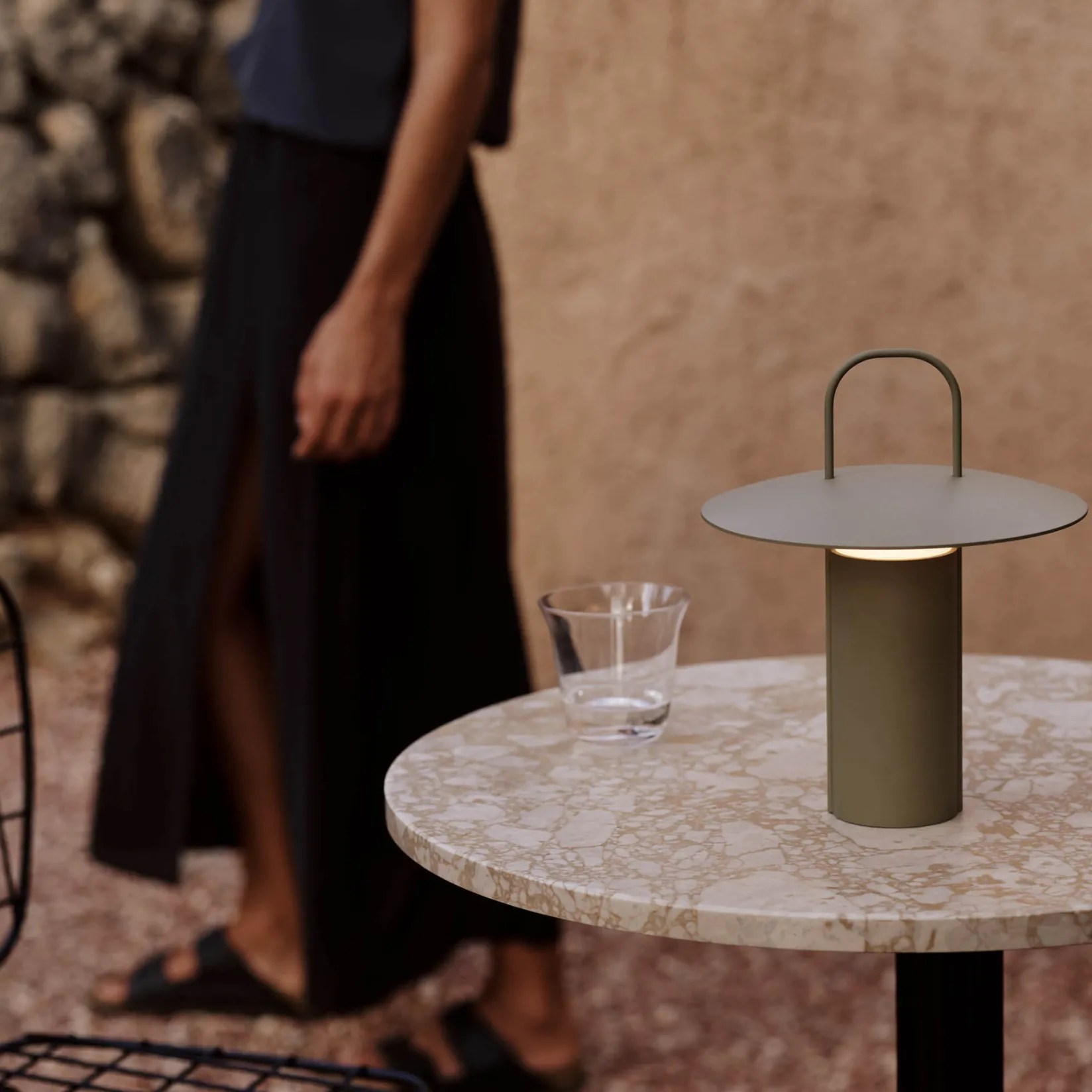 Ray portable table lamp | matte dusty green