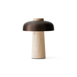 Reverse portable lamp | travertine and bronzed brass