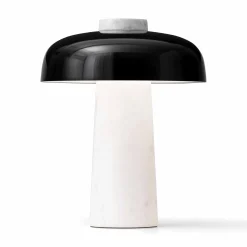 Reverse table lamp | carrara marble and glossy black