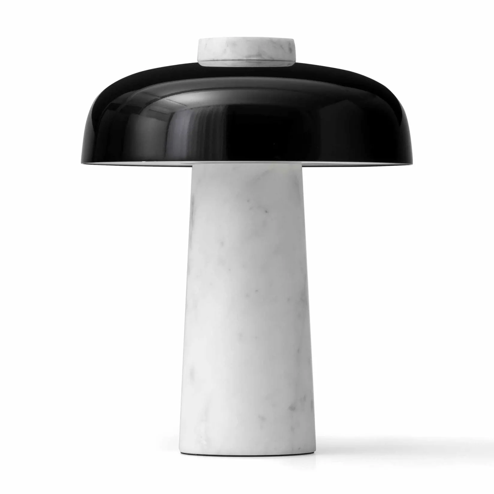 Reverse table lamp | carrara marble and glossy black
