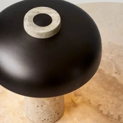 Reverse table lamp | carrara marble and glossy black