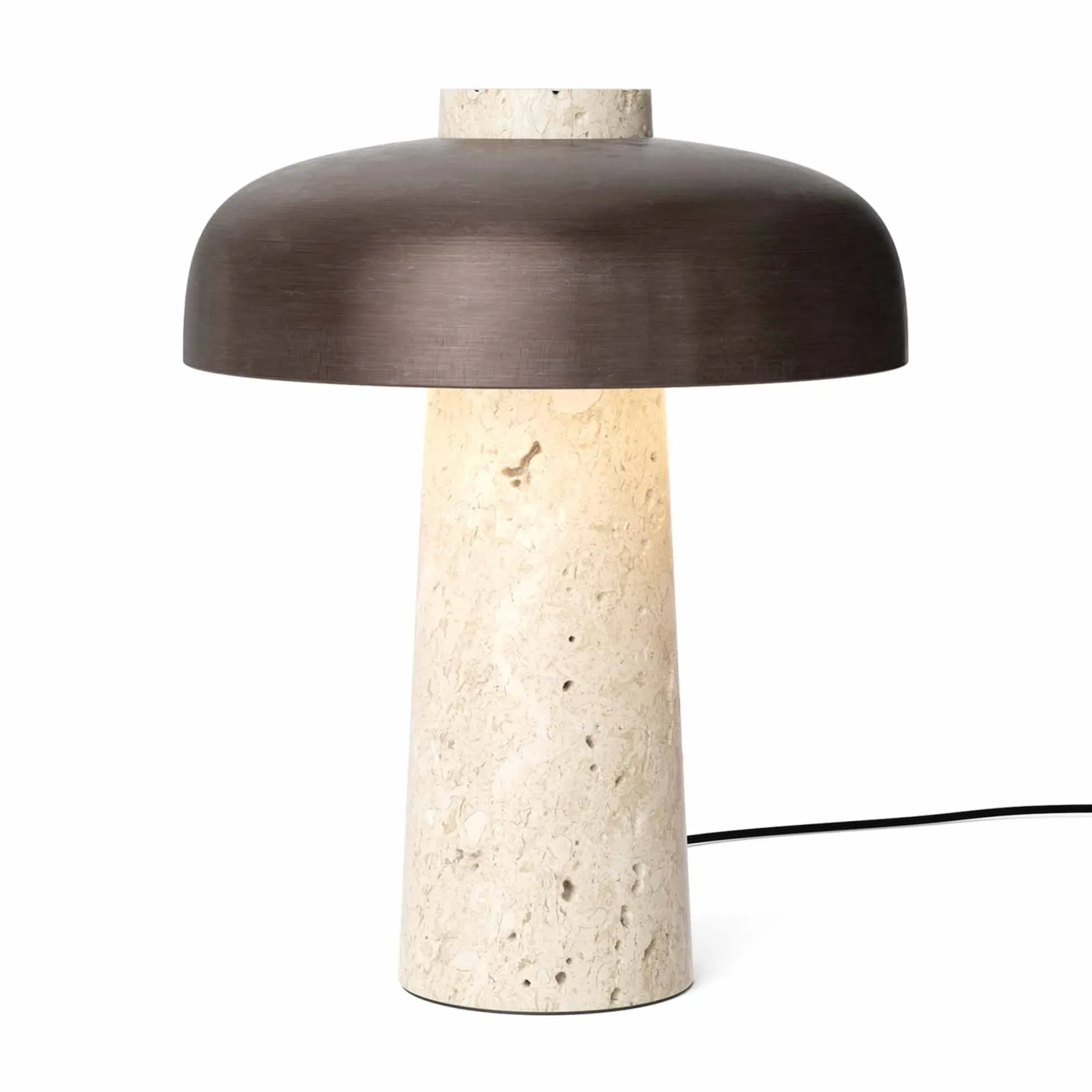 Reverse table lamp | carrara marble and glossy black