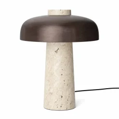 Reverse table lamp | carrara marble and glossy black