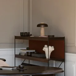 Reverse table lamp | carrara marble and glossy black