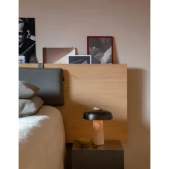 Reverse table lamp | carrara marble and glossy black