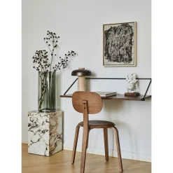 Reverse table lamp | travertine and bronzed brass