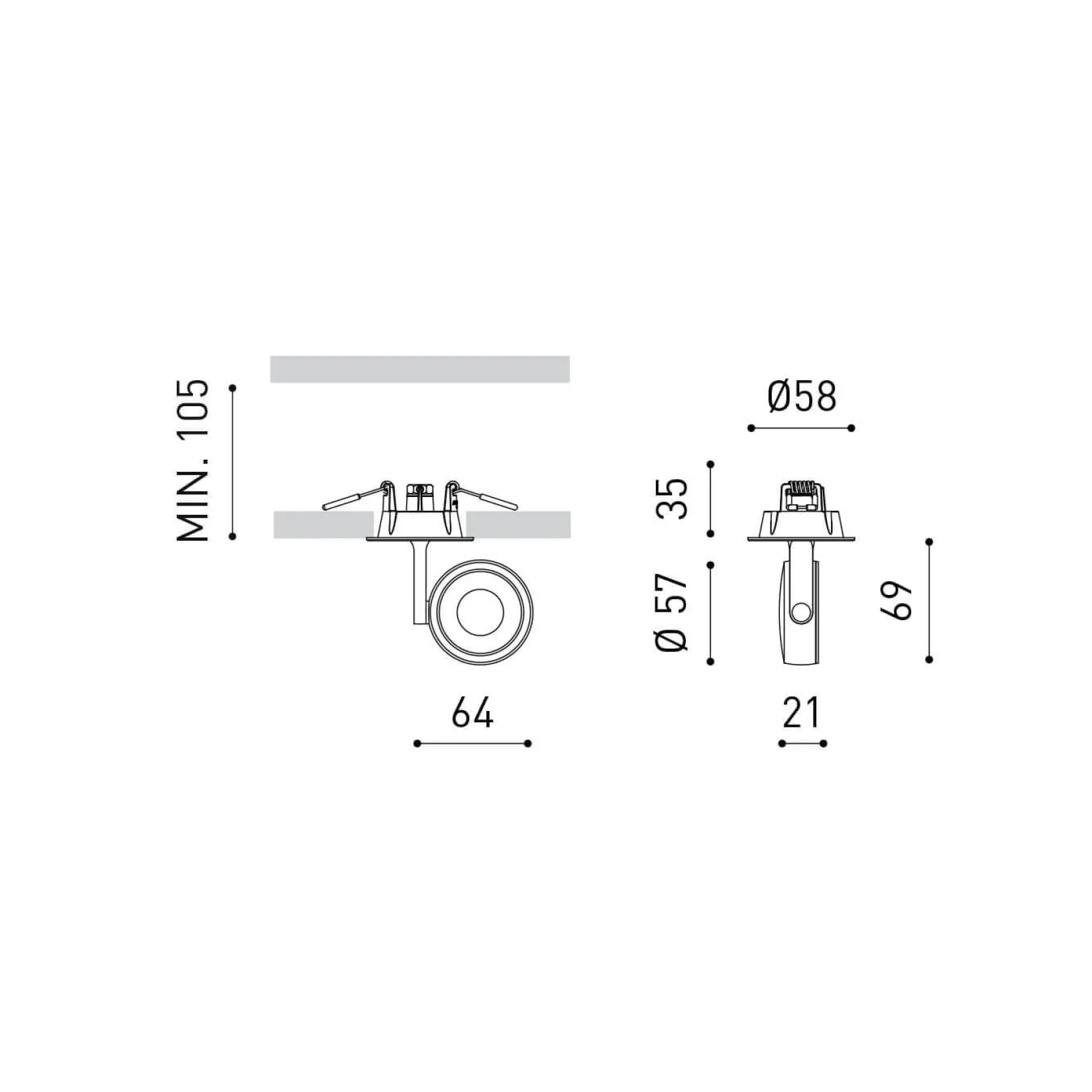 Six micro recessed | black