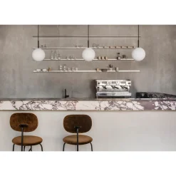 TR Bulb pendant | polished steel and matte opal glass
