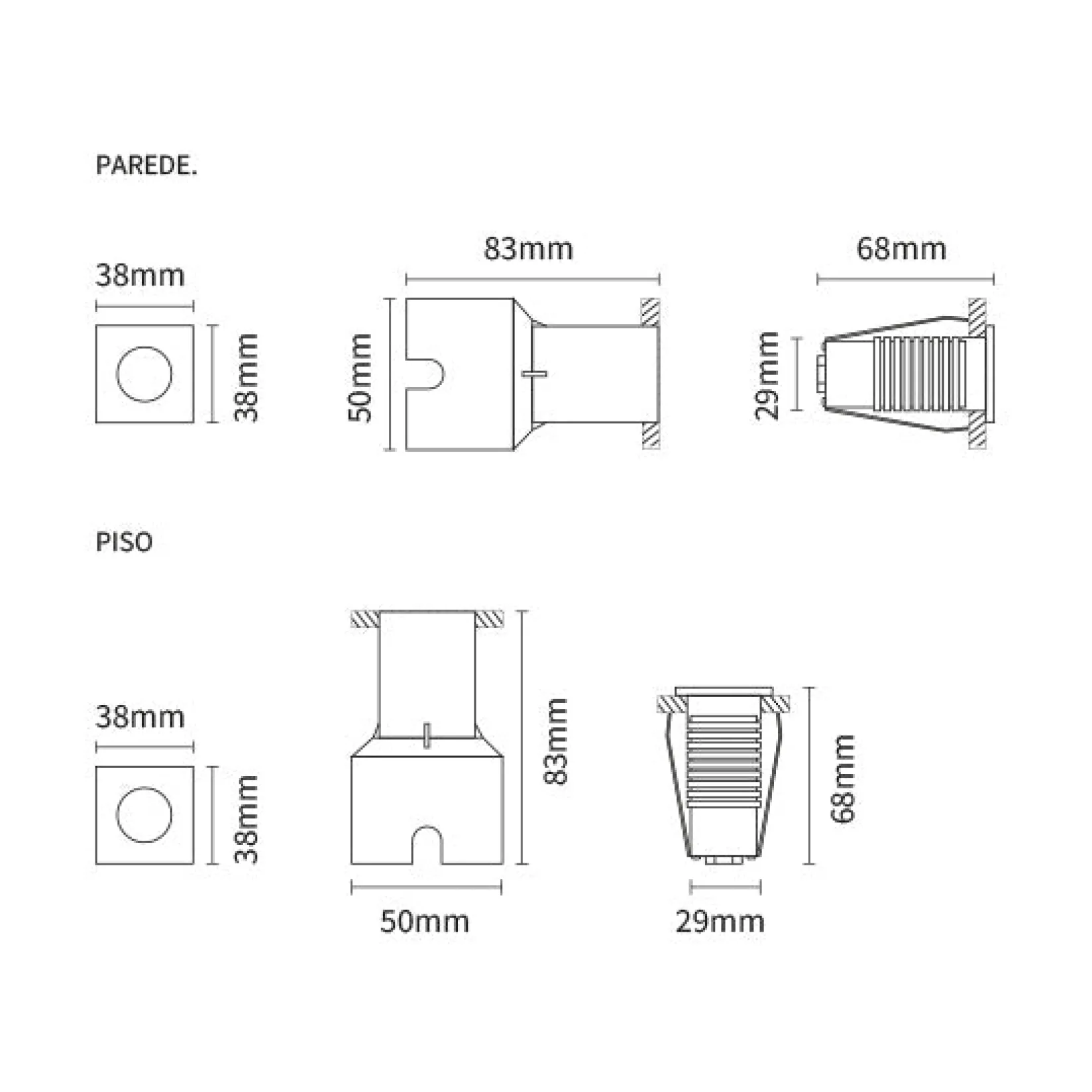 Trond micro IP67 | D38 square