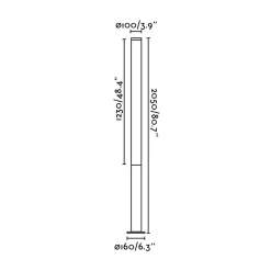 Tura bollard 650-1050 | dark grey translucent stripped
