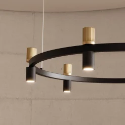 Tura pendant multi | stripped aged gold / black leather