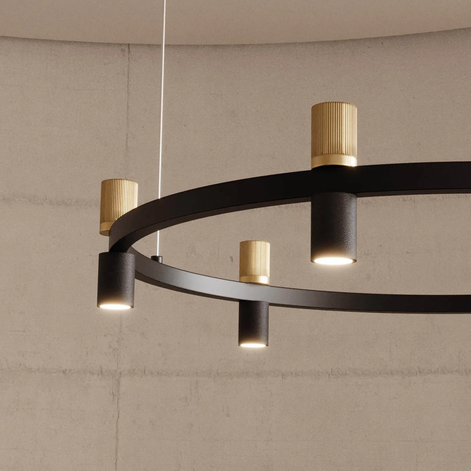 Tura pendant multi | stripped aged gold / black leather